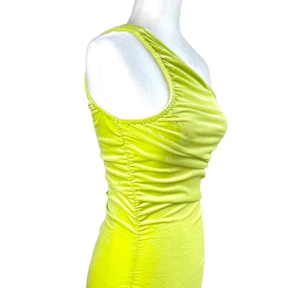 Nasty Gal lime green velvet one shouldered mini dress, size 6, NWT - Picture 7 of 11